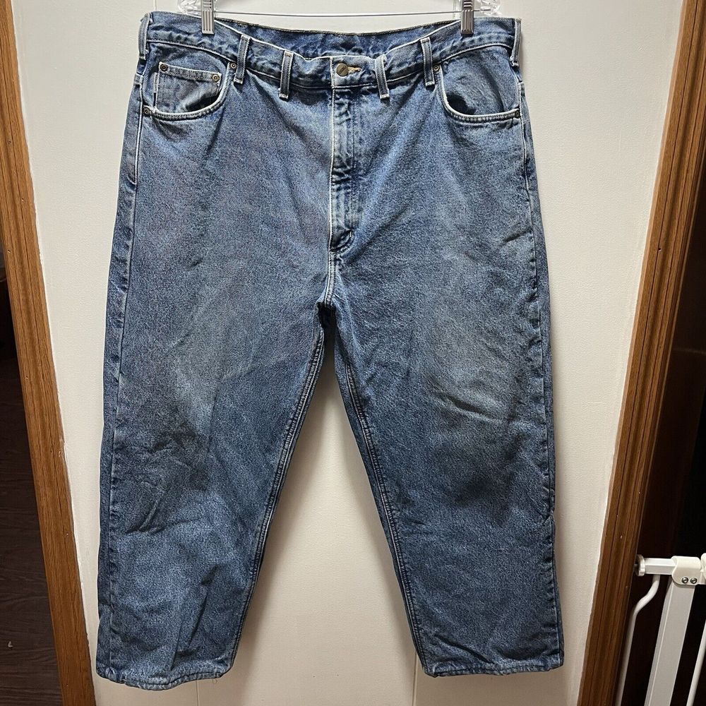 Carhartt  Jeans Mens Size 44x32 Flannel Lined Straight Leg Relaxed‎ Fit Denim
